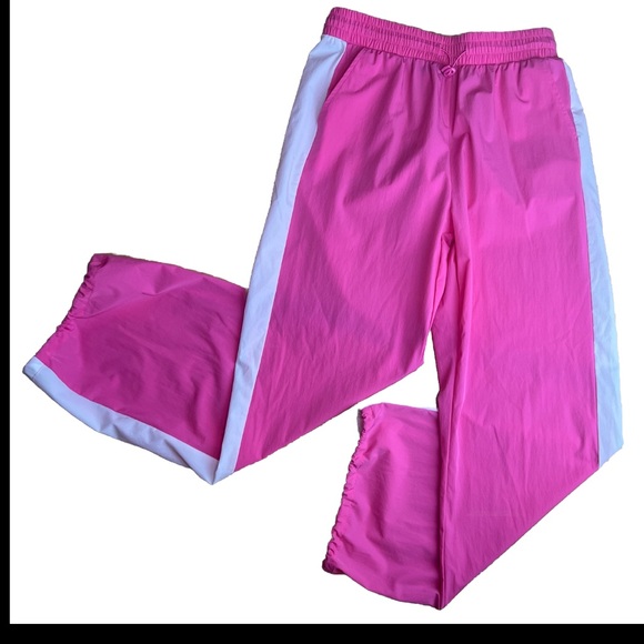 OTOS Activewear Womens Barbie Pink stripe Nylon W/Drawstring Ankle pants|Size:L - Picture 1 of 15